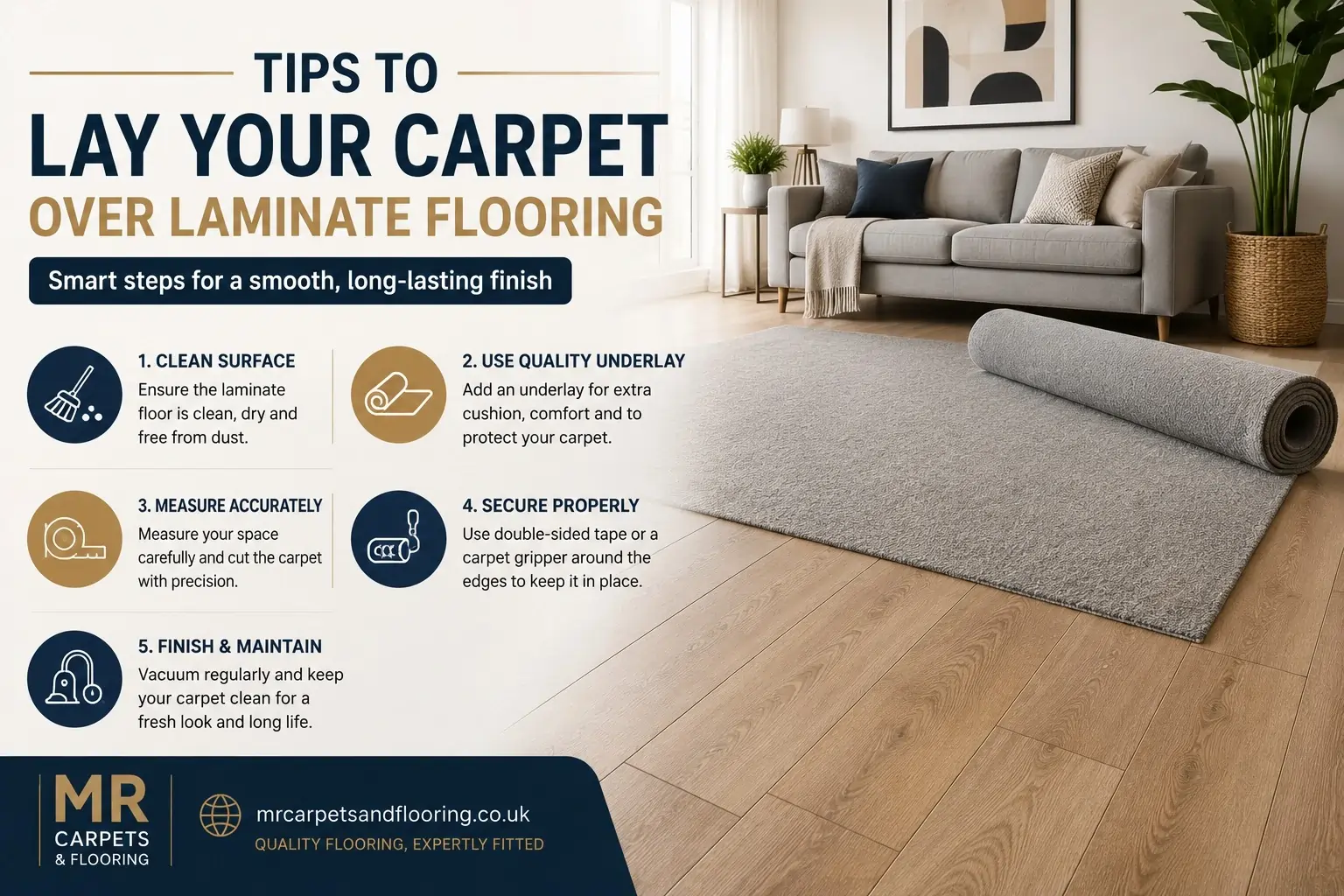Installing carpet over laminate flooring in UK