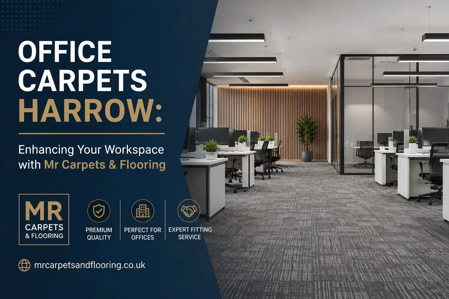Office carpets in Harrow for modern workspace – professional office flooring by MR Carpets and Flooring